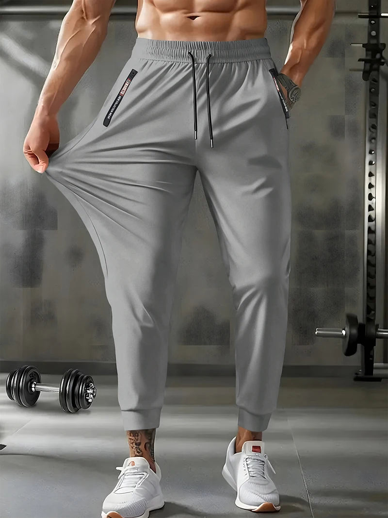 Men's Athletic Stretchy Quick Dry Pants with Zipper Pockets Lightweight Sweatpants for Outdoor Hiking Fishing Running Workout