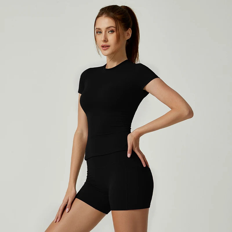WAREBALL Women Yoga Set Gym Sportswear Sport Top Hight Waist Shorts Suit Fitness Workout Butt Lifting Short Tight Suit